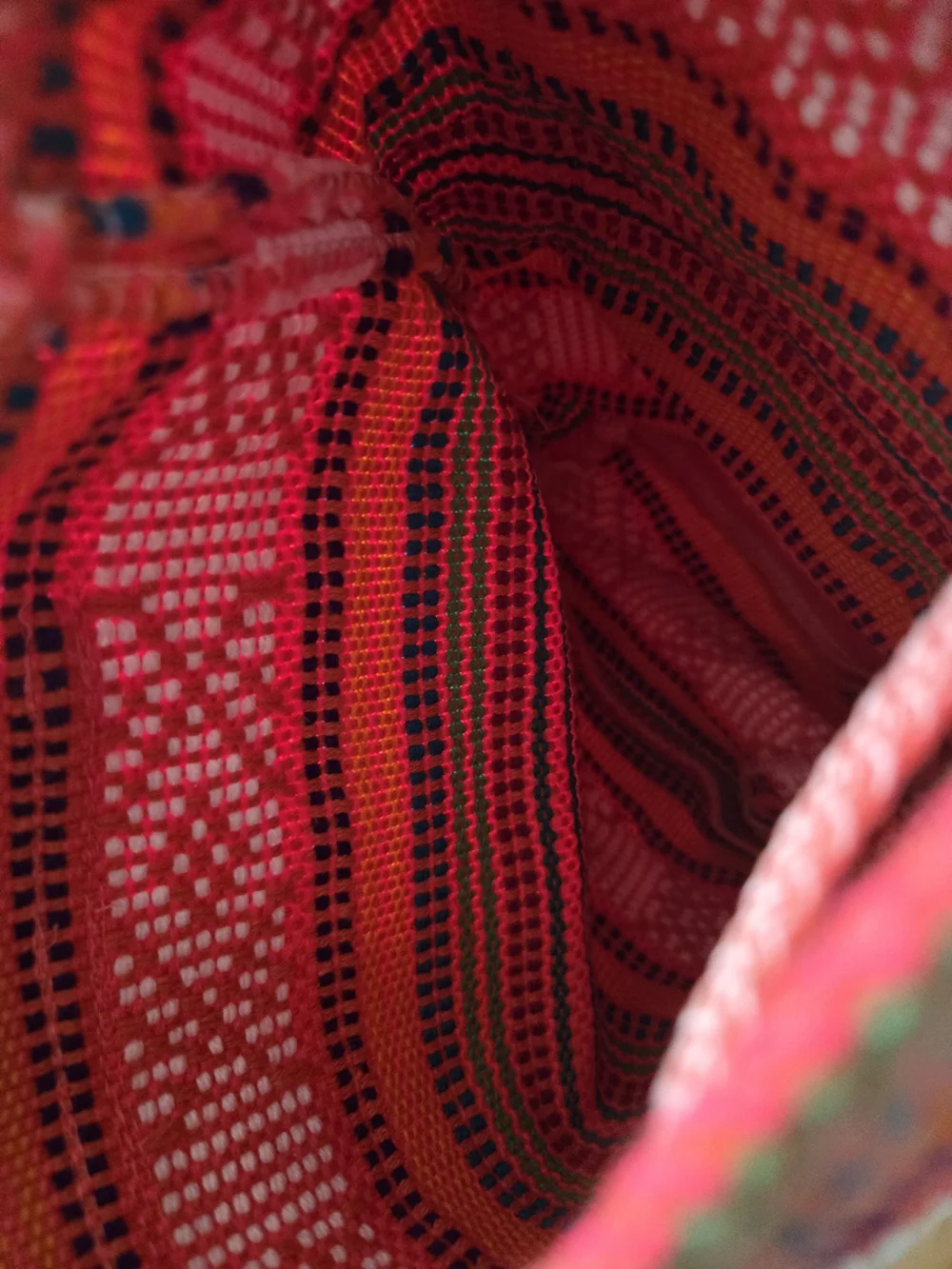 Guatemala Fundraiser Handwoven Coral & Red Striped Backpack Small Handbag Purse